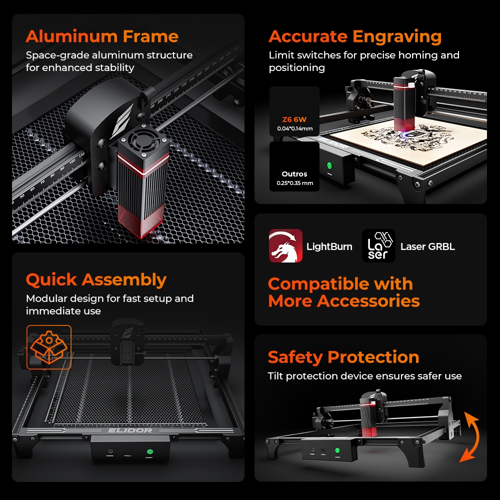 ELIDOR Z6 6W 레이저 조각 및 절단기 CNC  - Industrial Handheld Laser Engraver 리뷰 및 가격